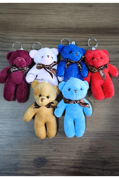 Peluş Ayıcık Anahtarlık Ve Çanta Süsü Hediyelik (12cm Boy) 6 Adet ürün görseli