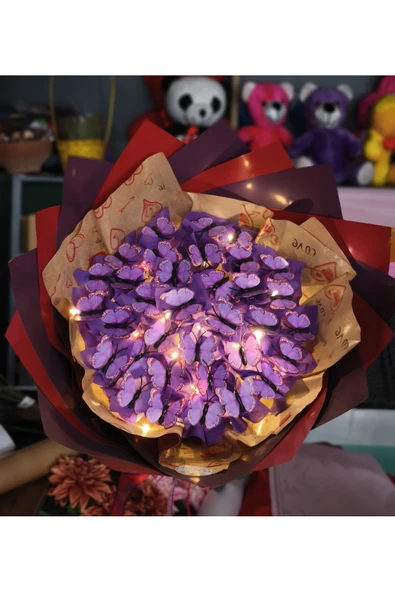 Sevdiklerinize Özel Hediyelik Işıklı (PVC) Kelebek Buketi - Resim 4