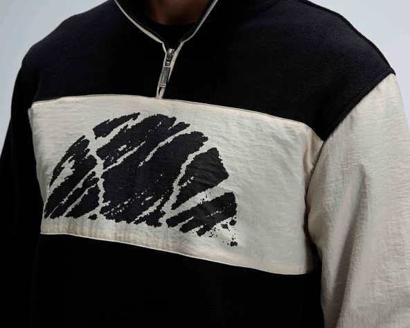 Ellesse EM519-BK Erkek Yarım Fermuarlı Siyah Sweat - Resim 10