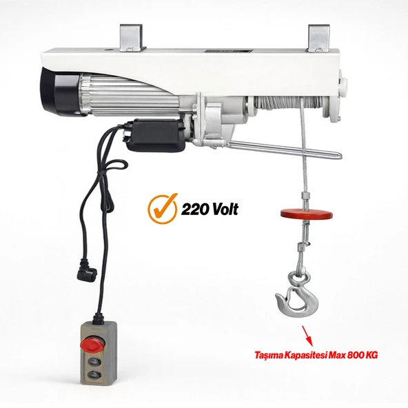 Elektrikli Vinç 400/800 KG Caraskal Uzaktan Kumandalı 30 m Halatlı Yük Kaldırma Makinesi ürün görseli