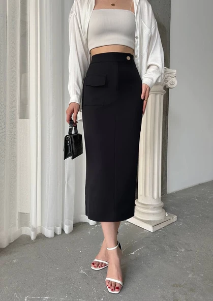 Uzun düğmeli etek ürün görseli 1