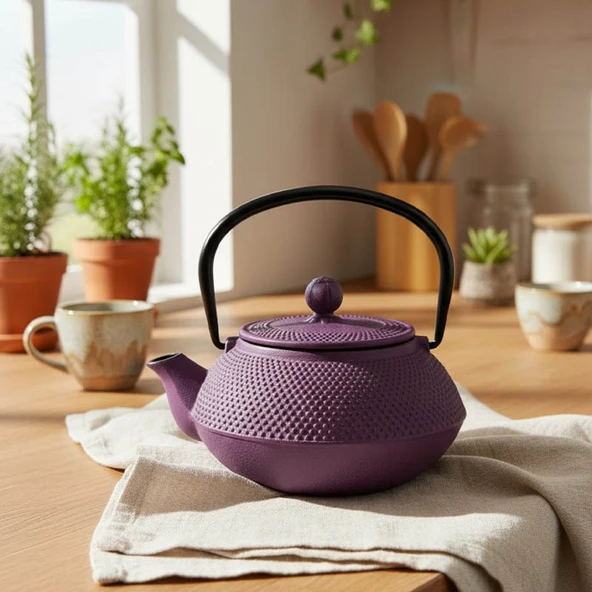 Taşev Linden Sümbül Döküm Demlik 750 ml Mor ürün görseli