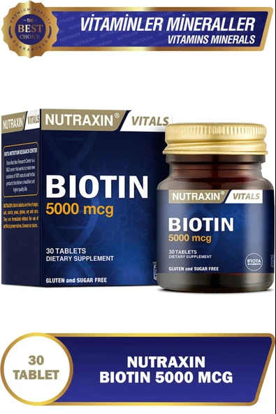 Nutraxin Biotin 5000 Mcg 30 Tablet 5 Adet ürün görseli 1