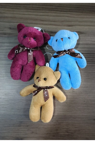 Peluş Ayıcık Anahtarlık Ve Çanta Süsü Hediyelik (12cm Boy) 3 Adet ürün görseli