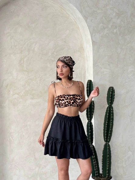 Çingene keten etek siyah s24808 - Resim 7