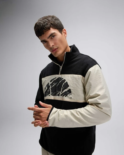 Ellesse EM519-BK Erkek Yarım Fermuarlı Siyah Sweat - Resim 2