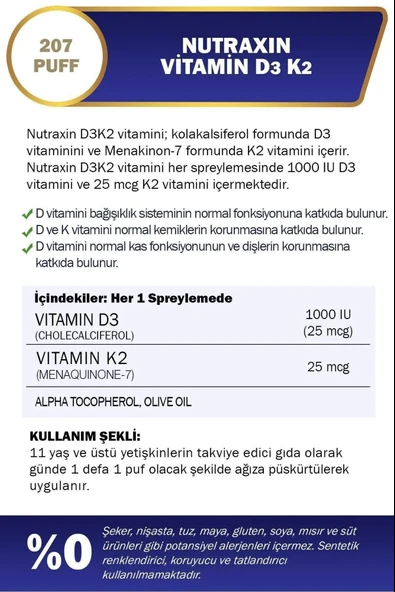 Nutraxin Vitamin D3K2 30 ml 5 Adet - Resim 4