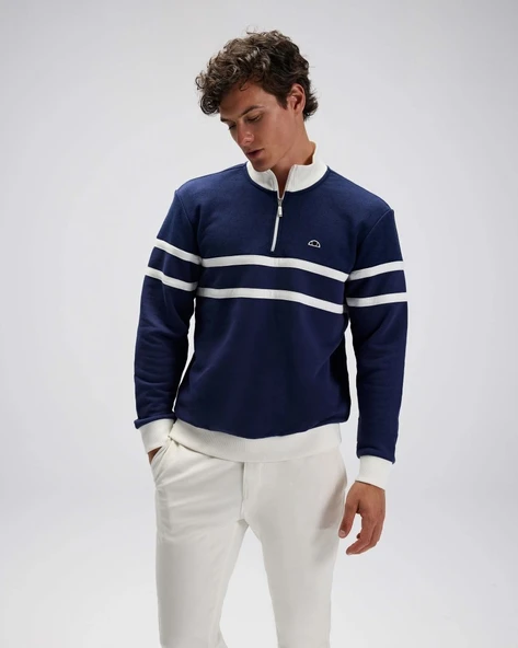 Ellesse EM619 Erkek Yarım Fermuarlı Siyah Sweat - Resim 5