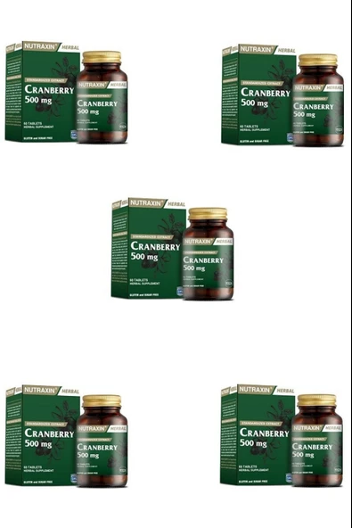 Nutraxin Cranberry 500 Mg 60 Tablet 5 Adet ürün görseli