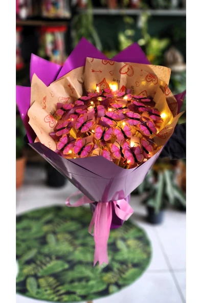 KELEBEK BUKETİ IŞIKLI (PVC) KELEBEK ÖZEL GÜN HEDİYESİ SEVDİKLERİNİZE ÖZEL - Resim 2