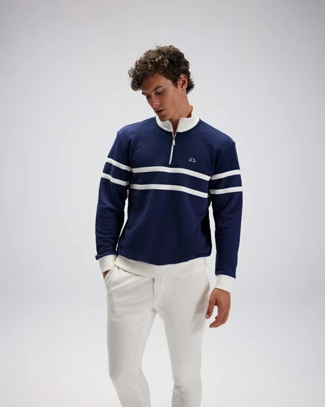 Ellesse EM619 Erkek Yarım Fermuarlı Siyah Sweat - Resim 6