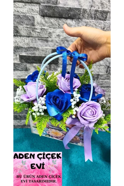 HEDİYELİK KADİFE GÜL SEPETİ ÖZEL TASARIM GÜL ARANJMANI SEVGİLİYE EŞE ÖZEL GÜN HEDİYESİ - Resim 3