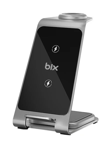 Bix BXMW3 15W 3in1 Ultra İnce Manyetik Kablosuz Şarj Aleti - 3 ü 1 Arada iPhone Apple Watch AirPods Uyumlu - Resim 2