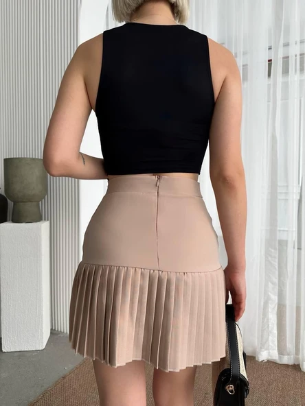 Altı pliseli mini etek - Resim 2