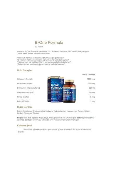Nutraxin B-One Formula 90 Tablet 4 Adet - Resim 2