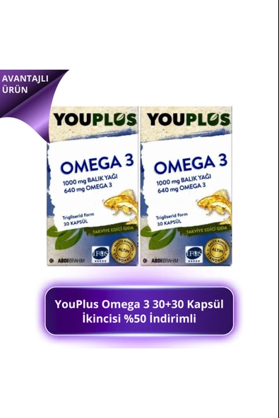 Youplus Omega 3 1000 Mg 30 Kapsül 2 Adet ürün görseli