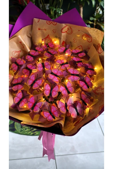 KELEBEK BUKETİ IŞIKLI (PVC) KELEBEK ÖZEL GÜN HEDİYESİ SEVDİKLERİNİZE ÖZEL - Resim 4