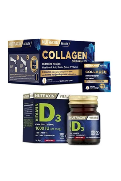 Nutraxin Beauty Collagen 30 Saşe & Vitamin D3 Tablet ürün görseli