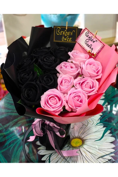 SENDEN ÖNCE SENDEN SONRA GÜL BUKETİ A KALİTE KADİFE GÜL SEVGİLİYE EŞE DOĞUM GÜNÜ YIL DÖNÜMÜ HEDİYESİ - Resim 2