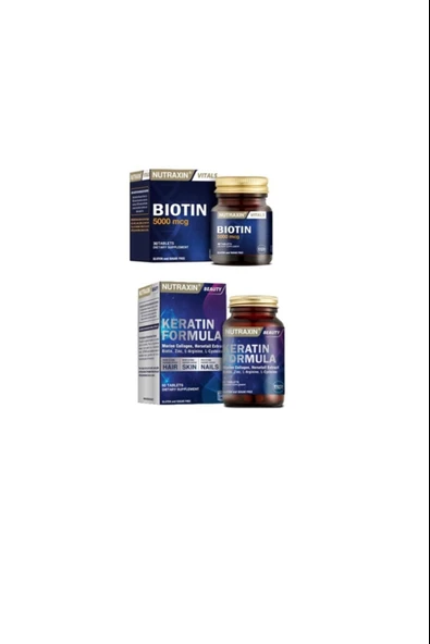 Nutraxin Cilt Saç Sağlığı Için 2'li Set Keratin 60 T. + Biotin 30 T. ürün görseli