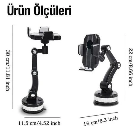 Vantuzlu Araç İçi Telefon Tutucu (360 Derece Döner) - Resim 6