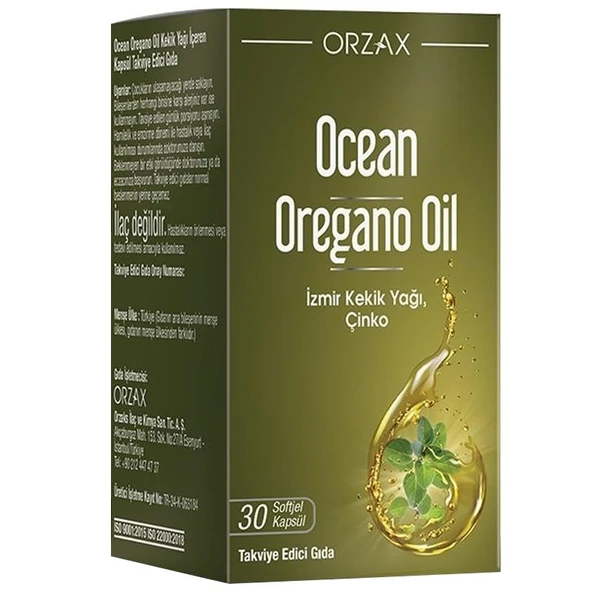 Orzax Ocean Oregano Oil Takviye Edici Gıda 30 Kapsül ürün görseli