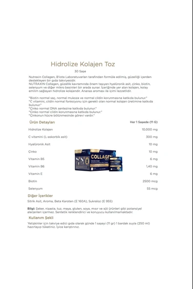 Nutraxin Collagen 30 Saşe 10000 Mg 4 Adet - Resim 2