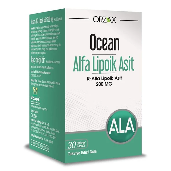 Orzax Ocean Alfa Lipoik Asit 200 mg 30 Kapsül ürün görseli