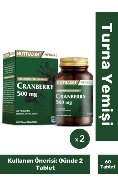 Nutraxin Cranberry 500 Mg 60 Tablet 2 Adet ürün görseli
