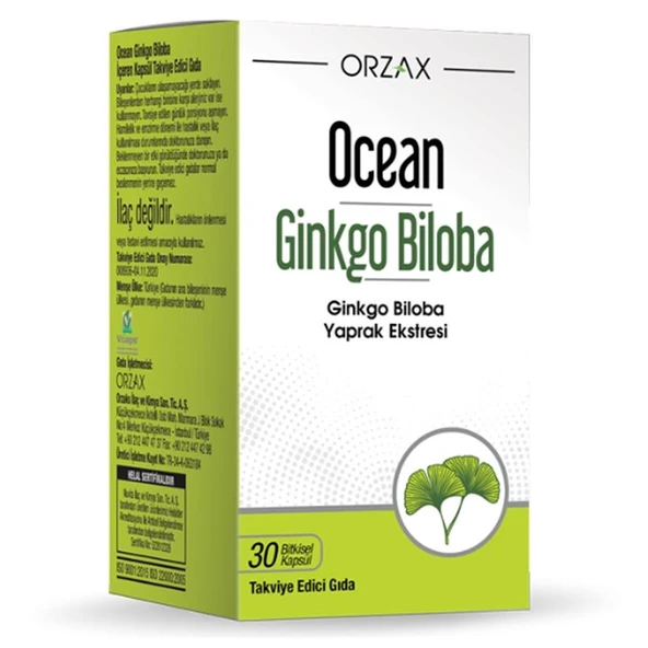 Orzax Ocean Ginkgo Biloba Takviye Edici Gıda 30 Bitkisel Kapsül ürün görseli