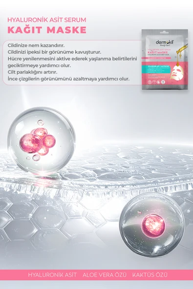 Dermokil Hyalüronik Asit Kağıt Yüz Maskesi- Nemlendirici 23 g - Resim 4
