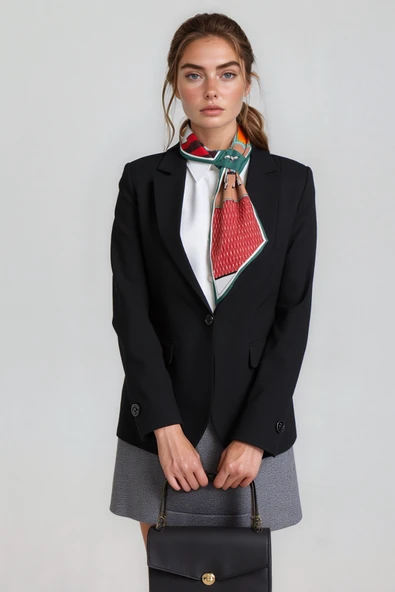 Walkenzo At Figürlü Zarif Tasarım Şık Kadın Kravat Fular - Resim 4