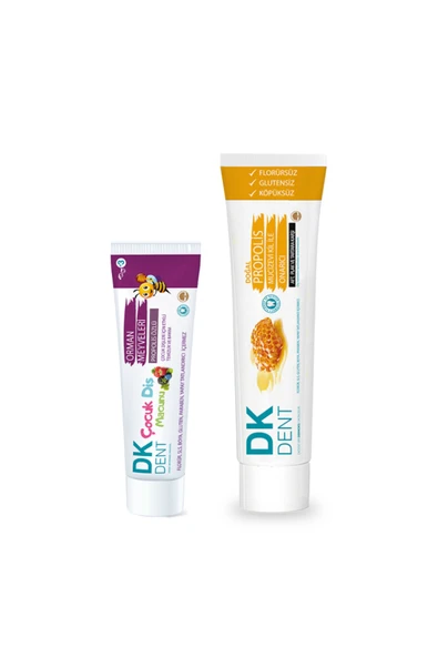 DKDENT Propolis Aromalı Doğal Diş Macunu 75 ml & Orman Meyveli Çocuk Diş Macunu 50 ml 2'li Set ürün görseli 1