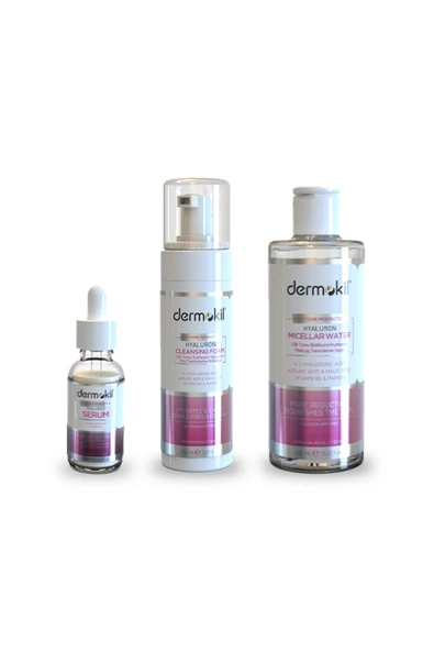 Dermokil Hyalüron Serum 30 ml & Yüz Temizleme Köpüğü 150 ml & Micellar Makyaj Temizleme Suyu 400 ml ürün görseli 1