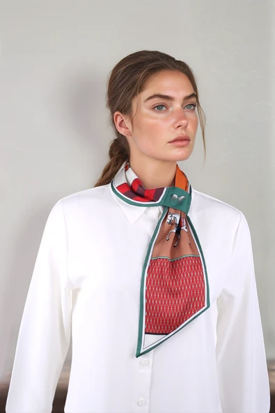 Walkenzo At Figürlü Zarif Tasarım Şık Kadın Kravat Fular - Resim 6