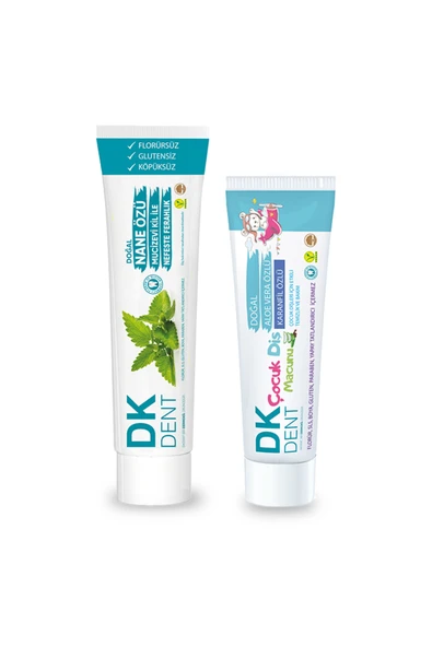 DKDENT Nane Özlü Florürsüz Doğal 75 ml & Çocuk Diş Macunu 50 ml 2'li Set ürün görseli 1