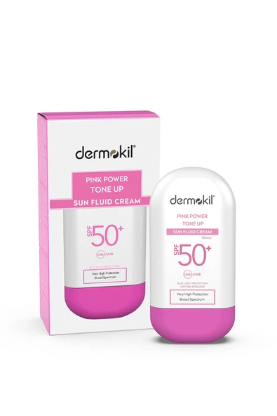 Dermokil Pink Tone-Up Fluid Sun Cream SPF 50 Pembe Ton Eşitleyici Fluid Güneş Koruyucu 60 ml - Resim 3