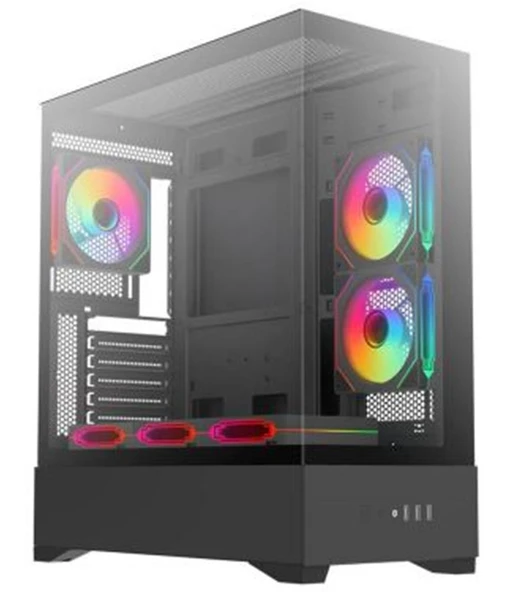 Dark Diamond PRO 4x12cm Fan, 1x USB3.0, 2x USB2.0 Full Akvaryum Oyuncu Kasası (Psu yok) ürün görseli 1