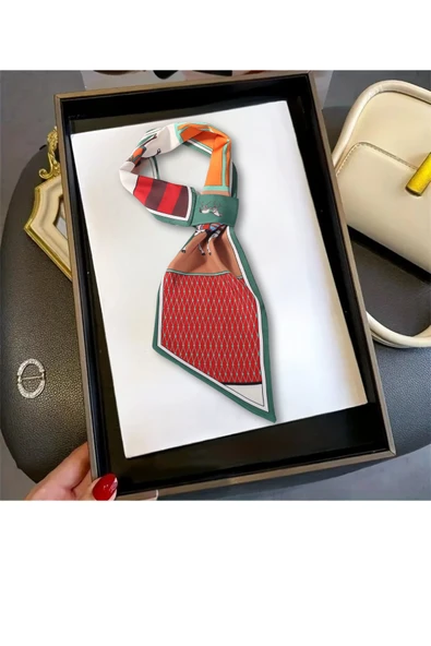 Walkenzo At Figürlü Zarif Tasarım Şık Kadın Kravat Fular - Resim 10