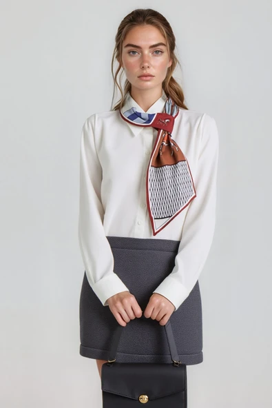 Walkenzo At Figürlü Zarif Tasarım Şık Kadın Kravat Fular - Resim 2