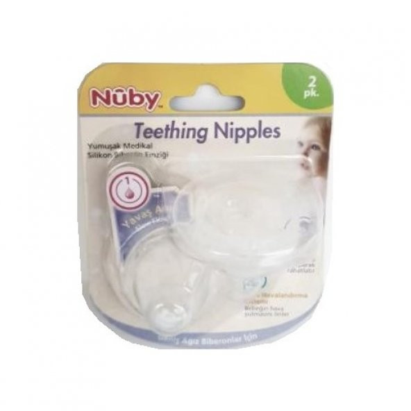 Nuby Geniş Ağız Yumuşak Silikon Emziği Yavaş Akış No:1 - 2