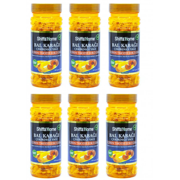 Shiffa home Kabak Çekirdeği Yağı Softjel 1000 mg 100 softgels x 6 paket
