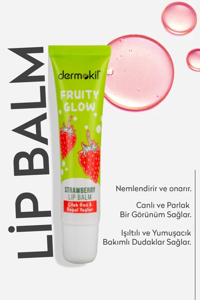 Dermokil Lip Balm (Fruity Glow Çilek) 15 ml - Resim 4