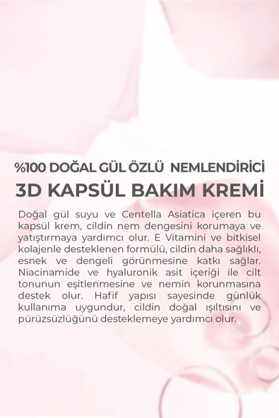 Dermokil % 100 Doğal Gül Suyu Canlandırıcı Yenileyici 3D Kapsül Krem 50 ml - Resim 4
