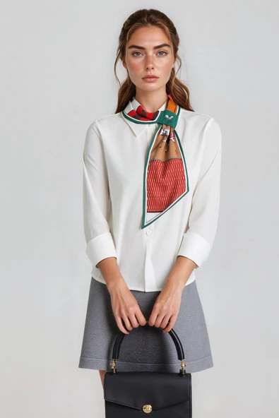 Walkenzo At Figürlü Zarif Tasarım Şık Kadın Kravat Fular ürün görseli 1