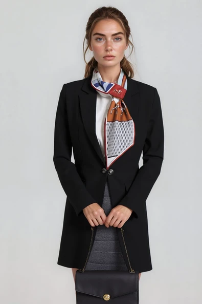 Walkenzo At Figürlü Zarif Tasarım Şık Kadın Kravat Fular - Resim 3