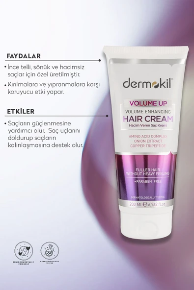 Dermokil Hacimlendirici Saç Bakım Kremi - Amino Asit Komplex 200 ml - Resim 2
