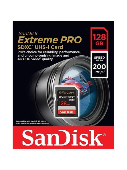SanDisk Extreme Pro 128GB 200/90MB/s SDXC V30 UHS-I U3 Hafıza Kartı SDSDXXD-128G-GN4IN - Resim 3