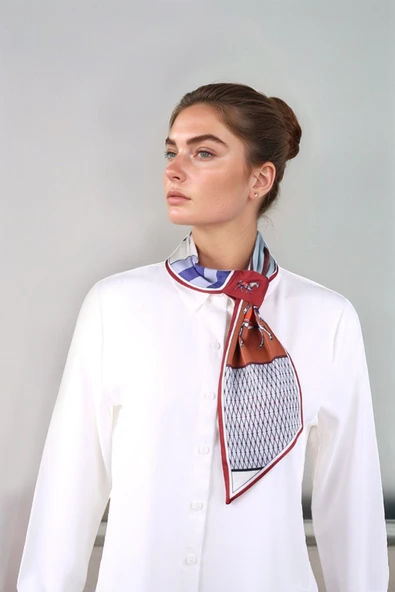 Walkenzo At Figürlü Zarif Tasarım Şık Kadın Kravat Fular - Resim 7