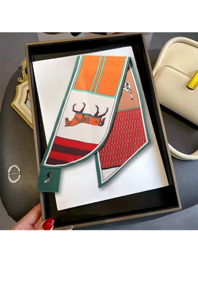 Walkenzo At Figürlü Zarif Tasarım Şık Kadın Kravat Fular - Resim 12